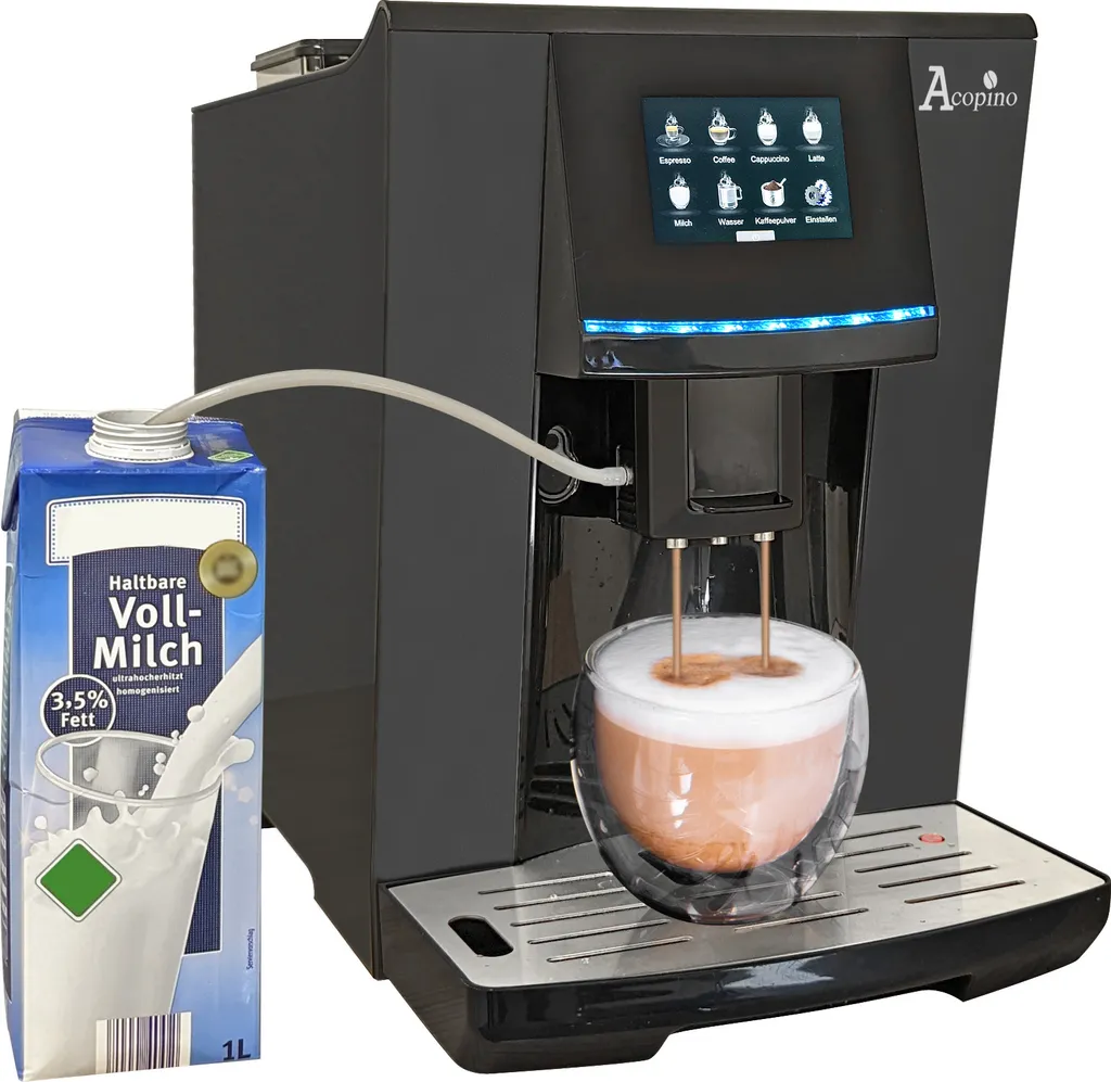 Acopino Vittoria BLACK Fully Automatic Coffee Machine – One Touch | Integrated Milk System | Color Touch Display