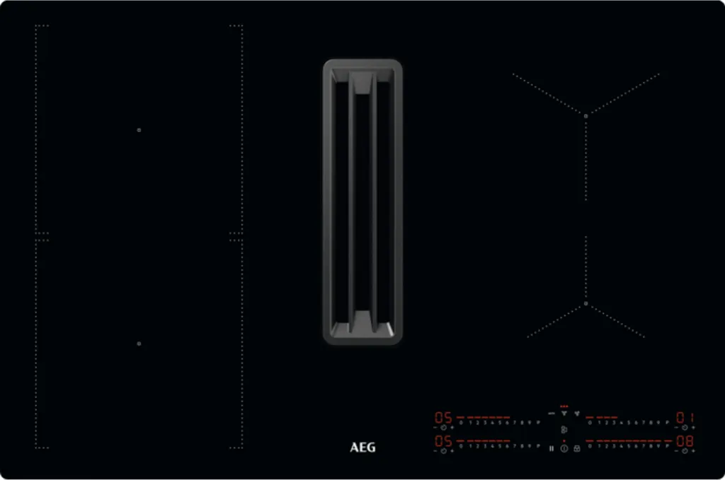AEG CCE84543CB, black, frameless, 80 cm downdraft extractor, induction hob