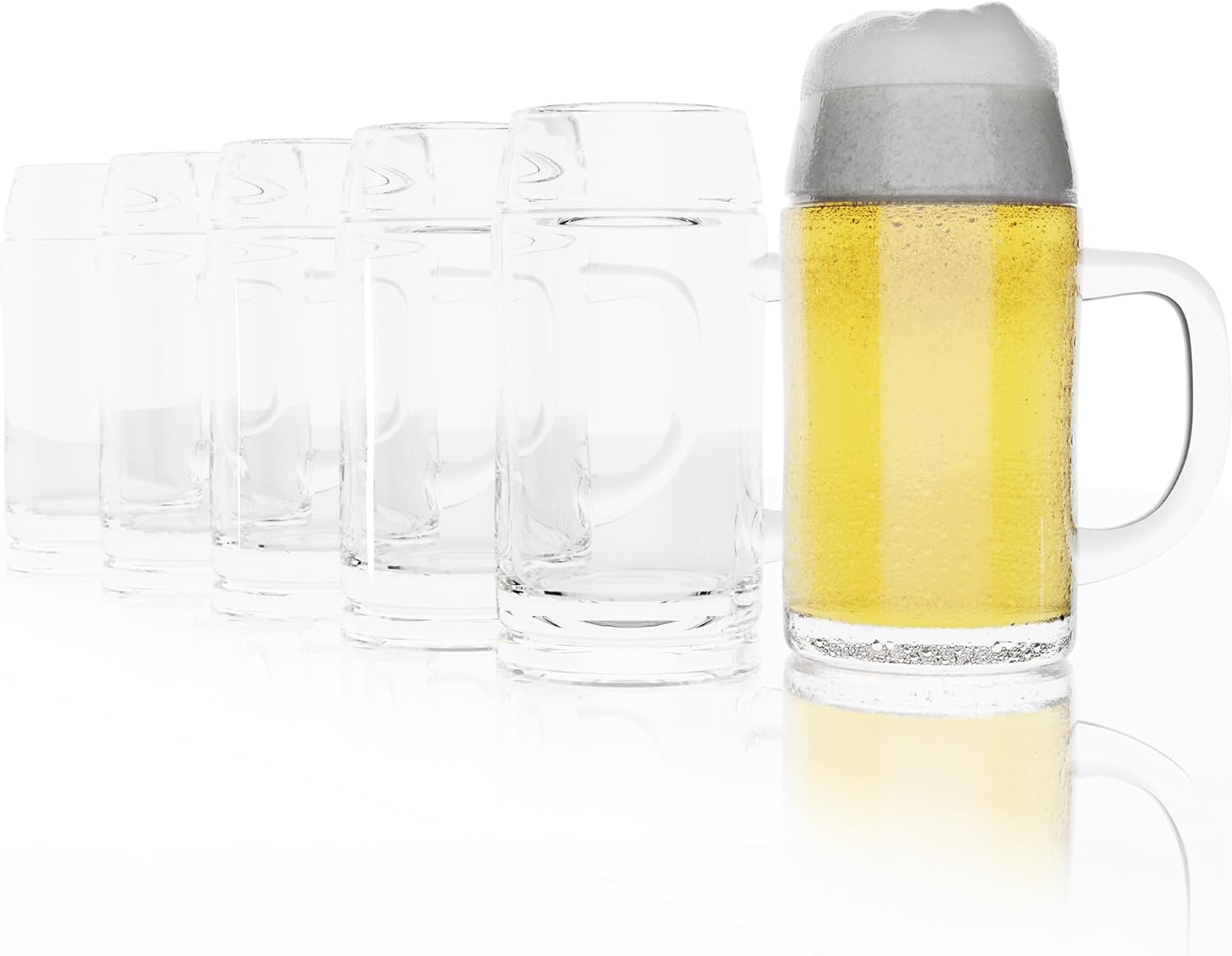 Stölzle Styria Top Glass Beer Mug, Set of 6 Beer Mugs 0.5 Liters, Stable Beer Jug, Beer Glasses 0.5 Liters Made of Soda Lime Glass, Beer Mug 0.5 L, Dishwasher Safe