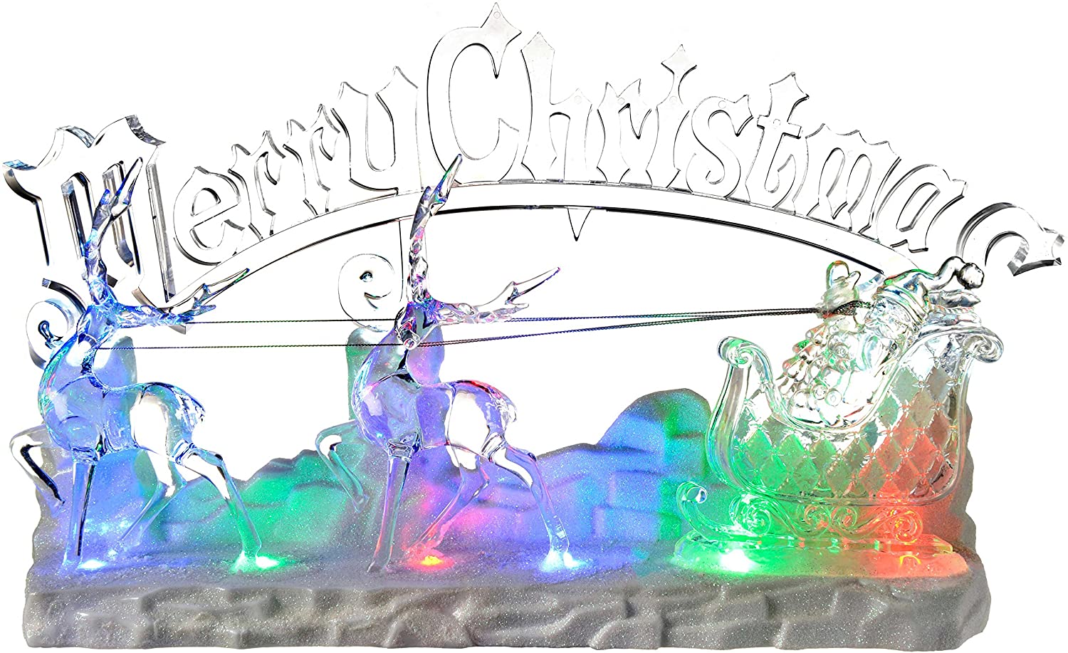 WeRChristmas Musical LED Merry Christmas Scene Acrylic 42 cm - White