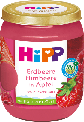 HiPP Fruits strawberry raspberry in apple from 5th month, 160 g