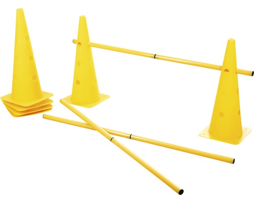 Kerbl Agility pylon hurdles set including 6 pylons and 3 plastic poles