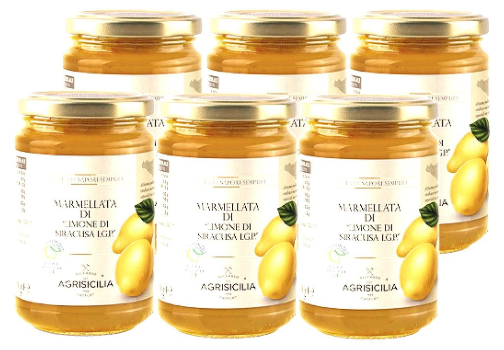 Win2Win Tech Agrisicilia - Siracusa IGP Lemon Marmalade - 6-pack 6 x 360 g - Fruit spread made from Sicilian lemons