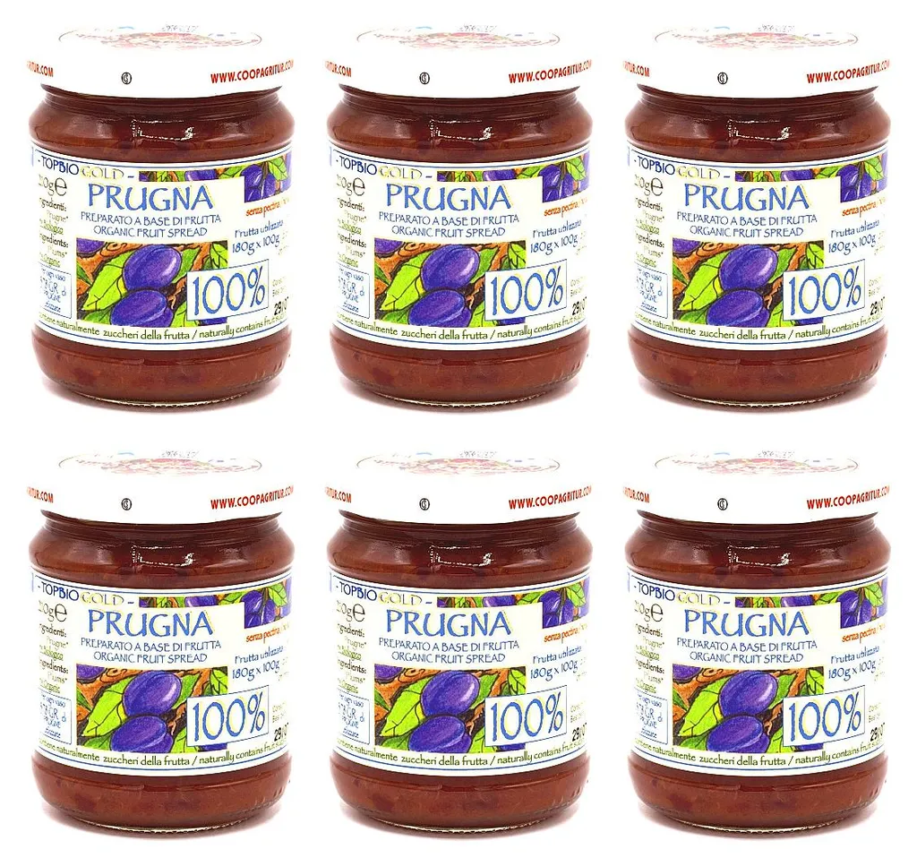 Win2Win Tech Agritur - Plum compote 100% fruit, no added sugar - Jar 6 x 210 g