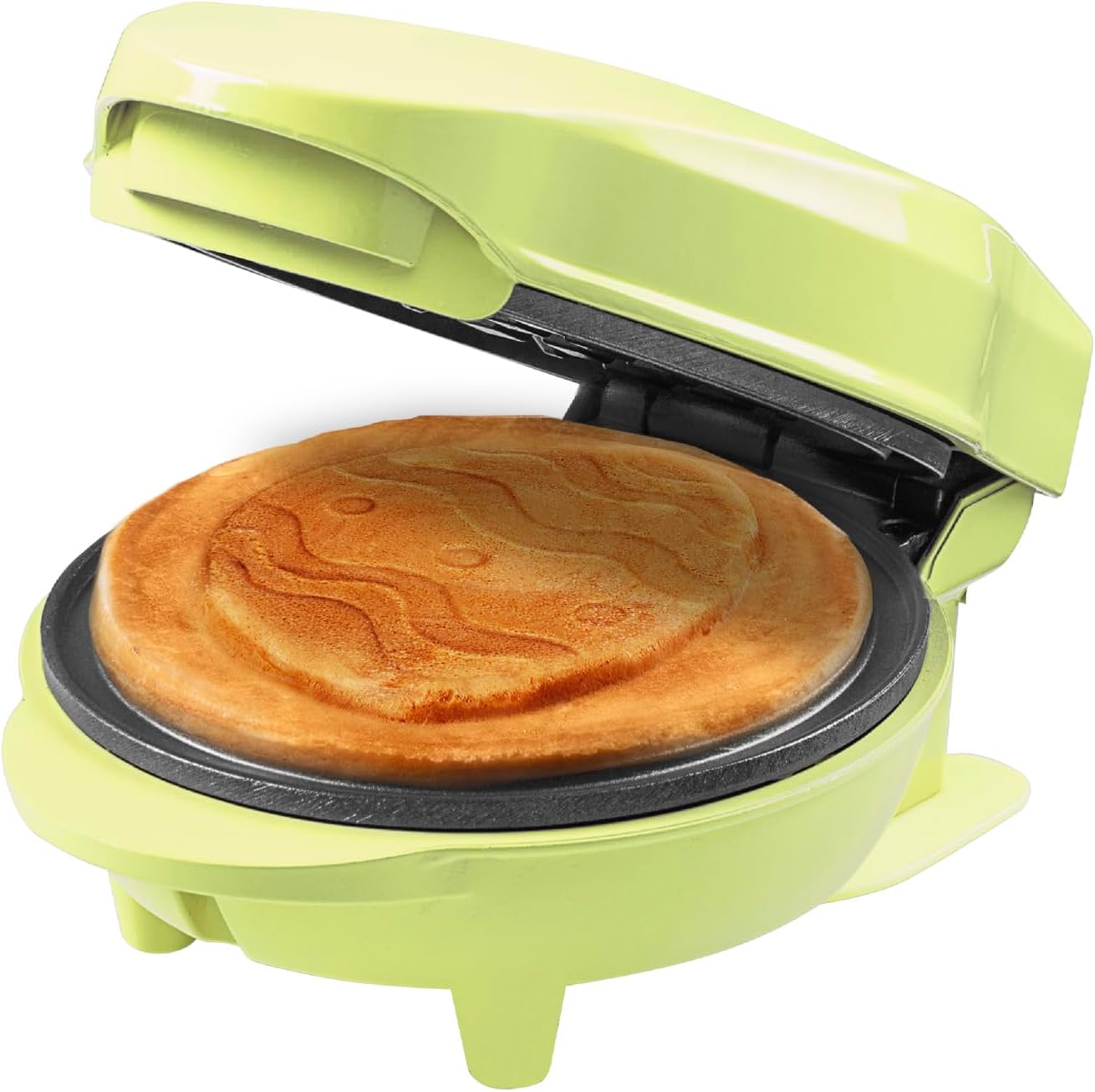 Bestron Mini Waffle Iron, Waffle Iron in Unique Easter Egg Design, Waffle Maker with Non-Stick Coating, for Easter, Children's Birthday Parties or as a Gift, Waffle Size 10 cm, Colour: Green