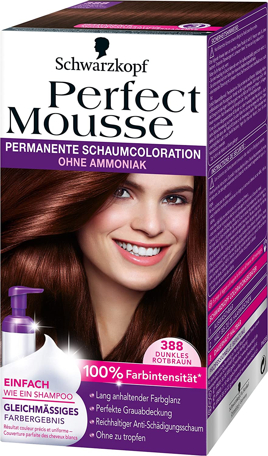 Perfect Mousse Permanent Foam Color 388 Dark Auburn Pack of 3, ‎388