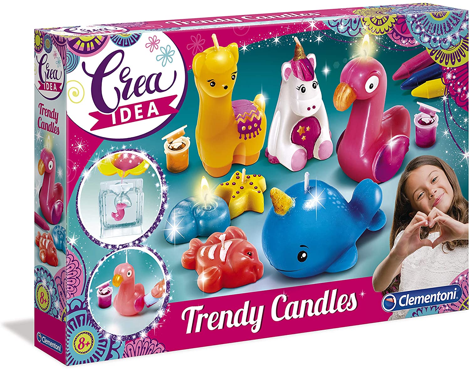 Clementoni 18563 Crea Idea - Trendy Animal Candles, Watering & Decorating, 
