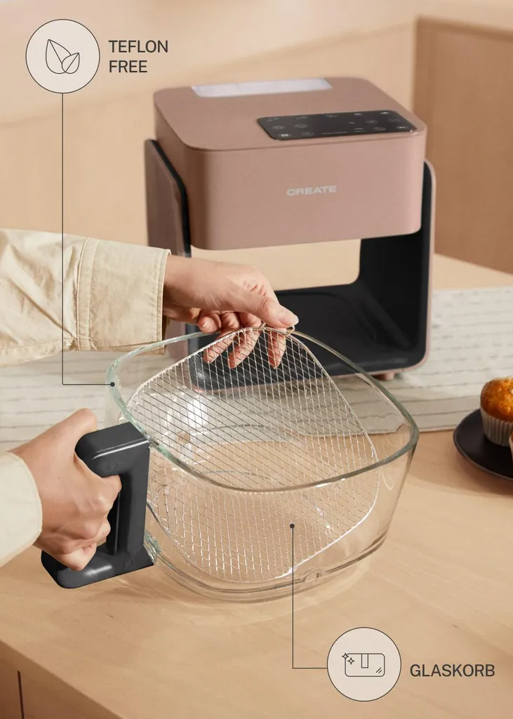 CREATE AIR FRYER STUDIO CRYSTAL - 4.2L Glass Air Fryer with Optional Steamer
