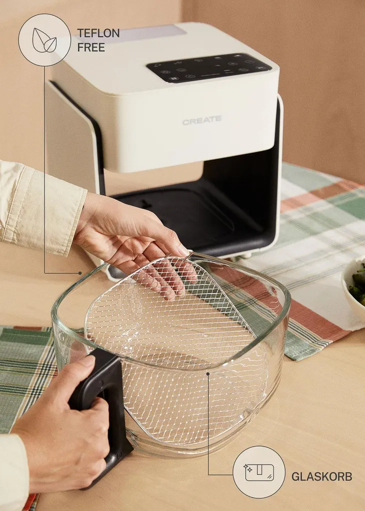 CREATE AIR FRYER STUDIO CRYSTAL - 4.2L Glass Air Fryer with Optional Steamer