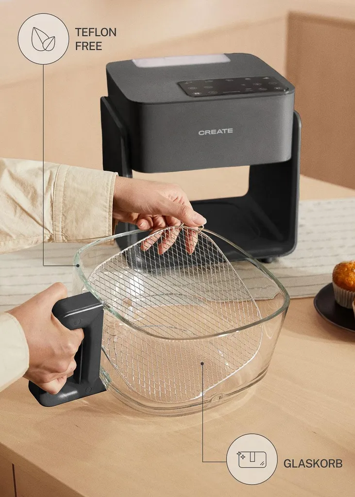 CREATE AIR FRYER STUDIO CRYSTAL - 4.2L Glass Air Fryer with Optional Steamer