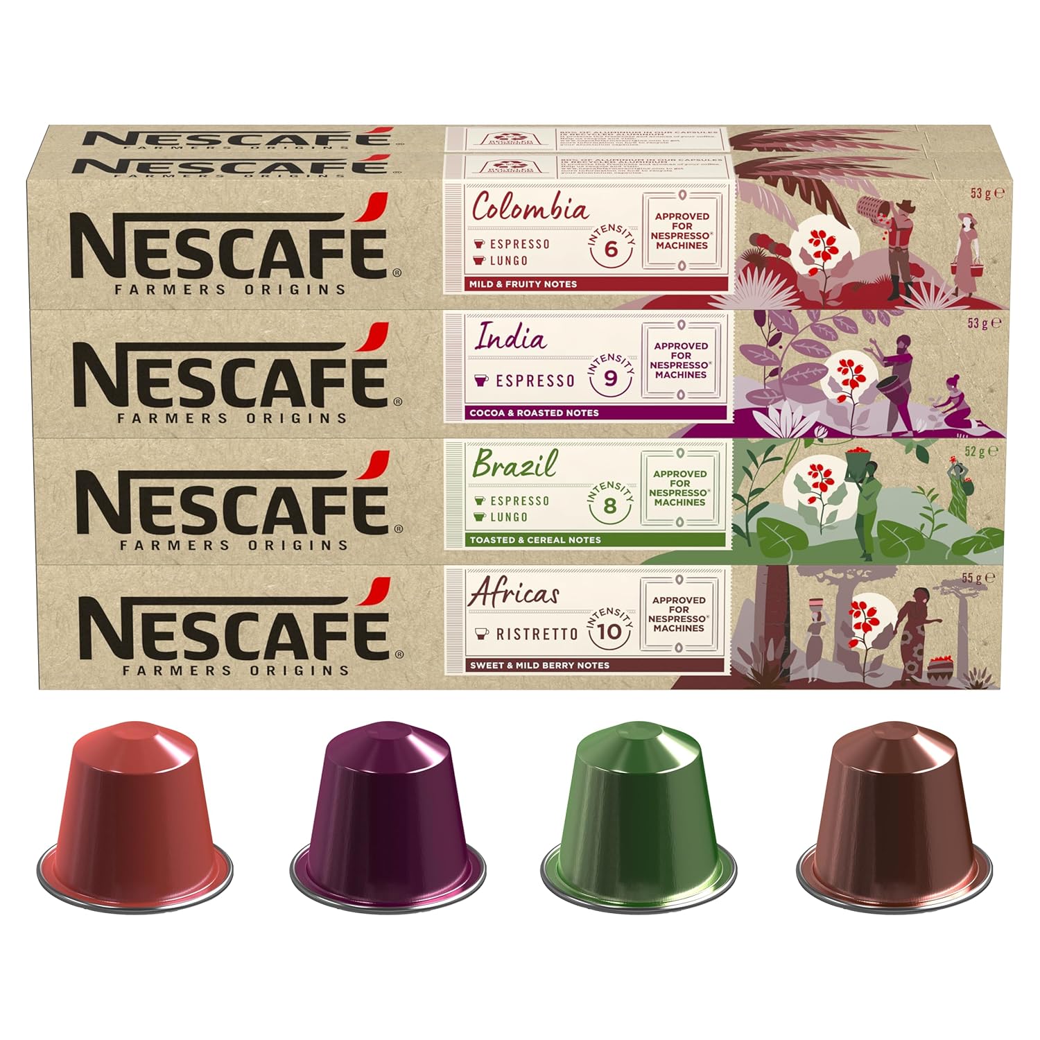 Nescafe Farmers Origins Nescafe Farmers Origin NESPRESSO coffee capsules tasting set (4 variants), 80 capsules, (8 x 10)