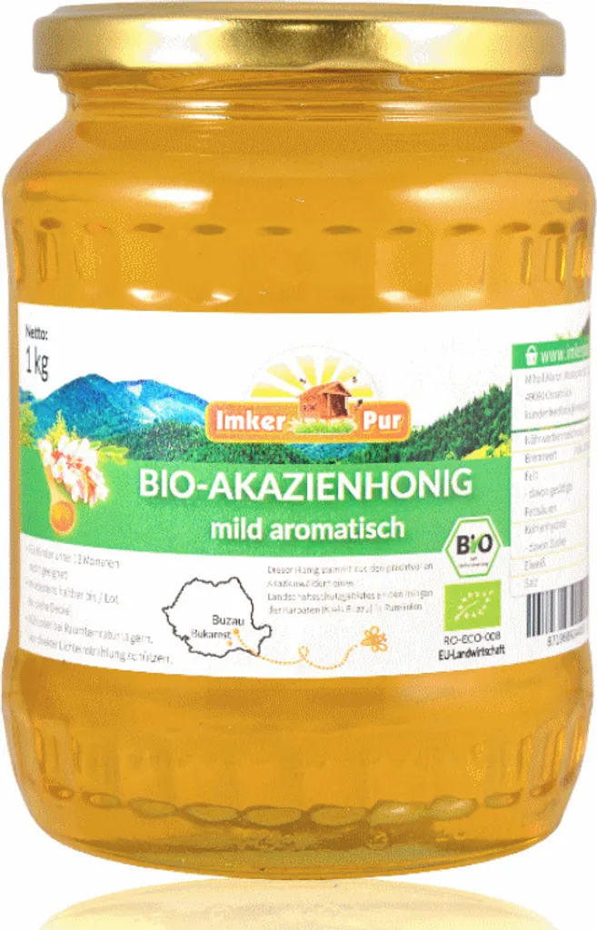 Acacia honey from ImkerPur, 1 kg, mildly aromatic, with a fine marzipan note