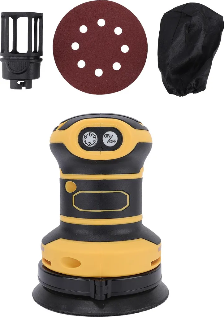 TWO TREES Cordless random orbital sander, 5 inch, 3 speed settings, 20V battery, with dust extraction, for woodworking sanding (battery not included)