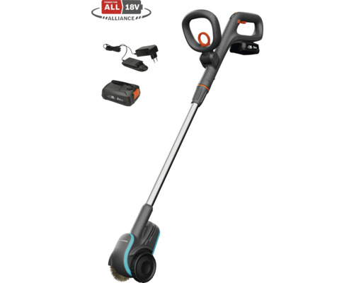 GARDENA EasyWeed 1800 18V Cordless Grout Brush incl. 2.0 Ah Battery and Charger