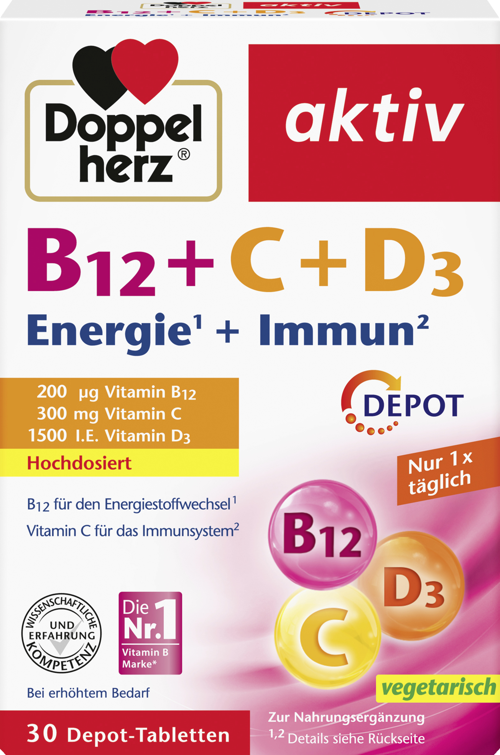 Doppelherz active B12 + C + D3 Energy + Immune Depot