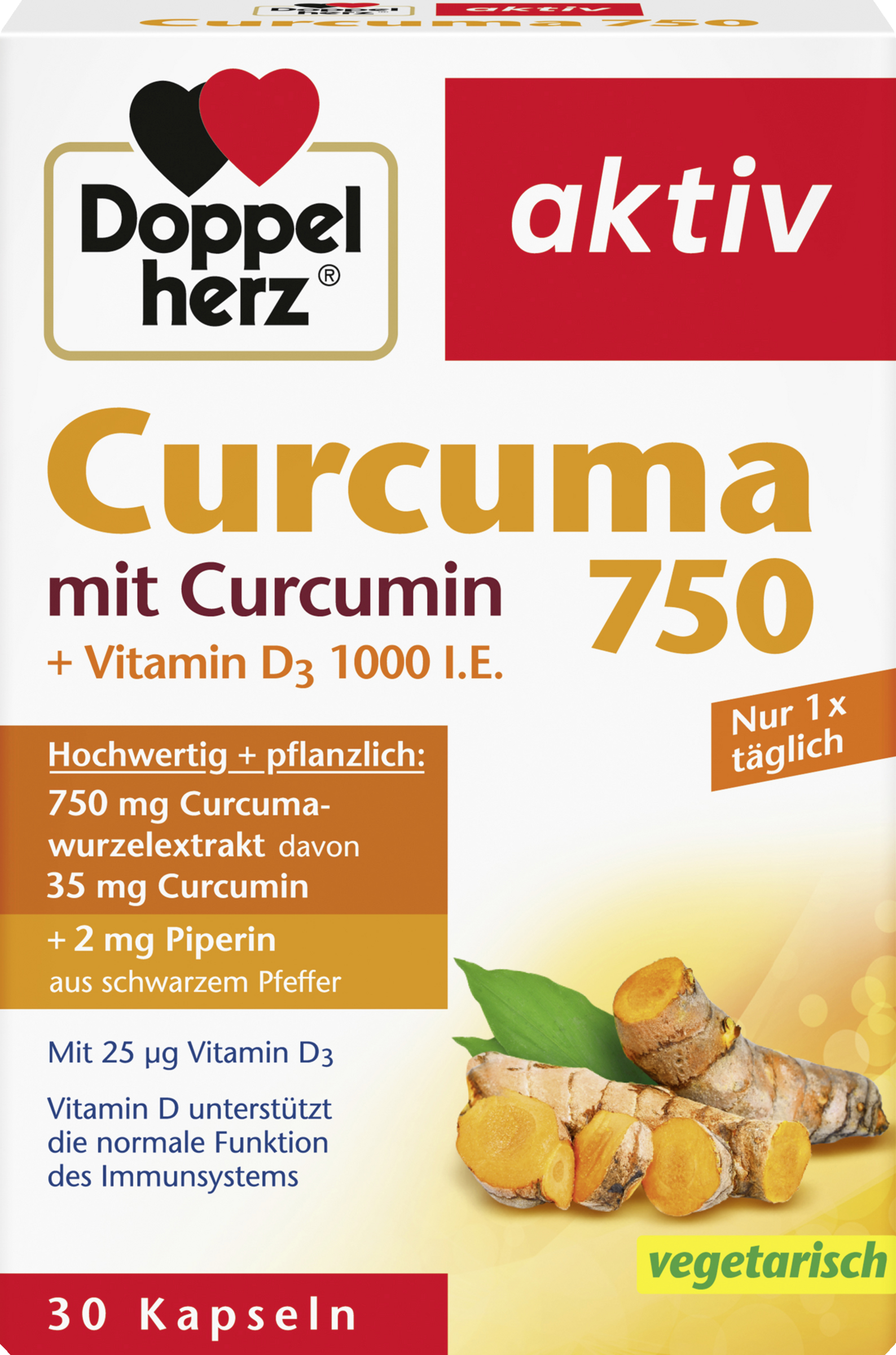 Doppelherz active Turmeric 750 mit Curcumin + Vitamin D3 1000 I.E.