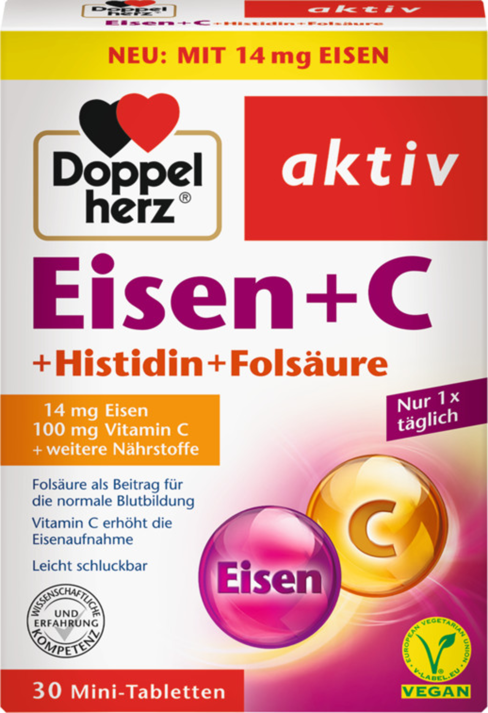 Doppelherz Active iron + C + Histidine + folic acid mini tablets