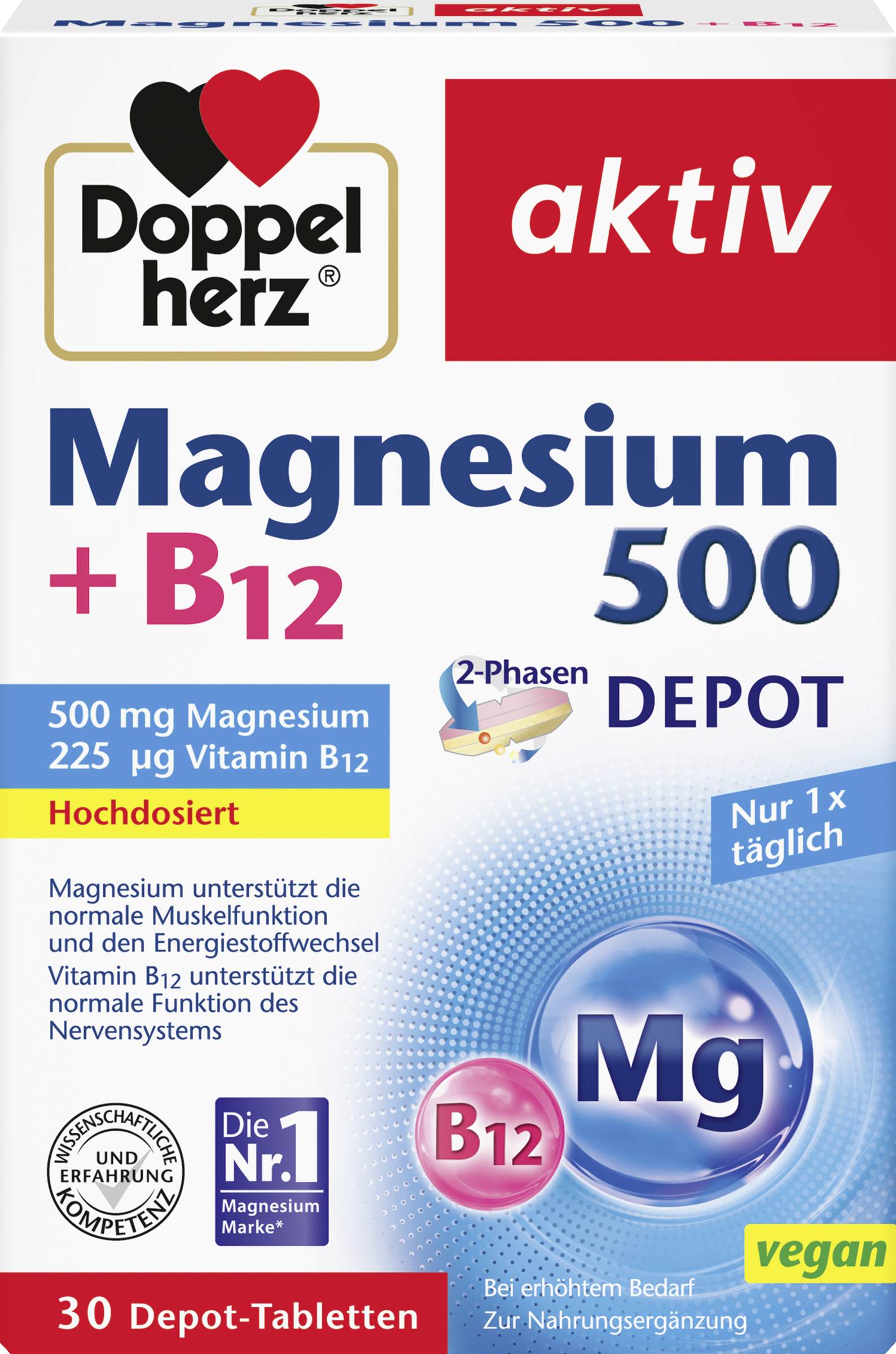 Doppelherz active Magnesium 500 + B12 2-phase depot