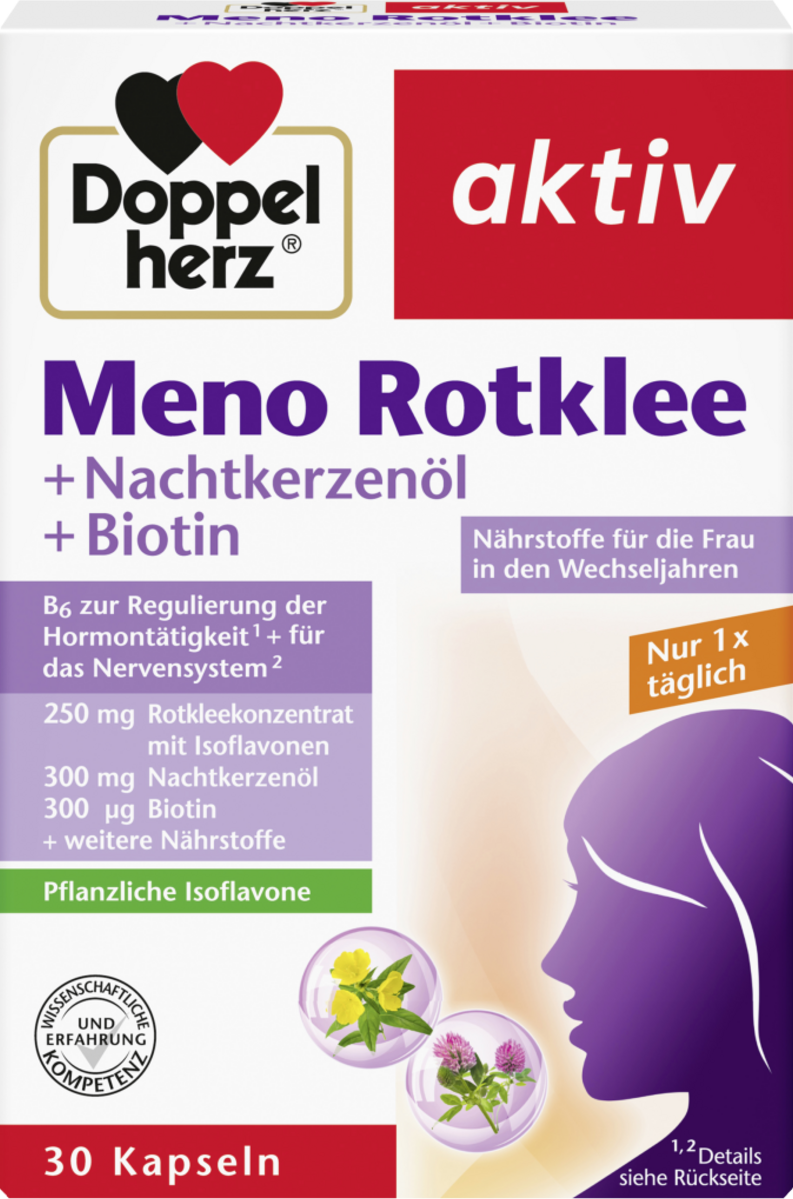 Doppelherz active Meno red clover + evening primrose oil + biotin capsules