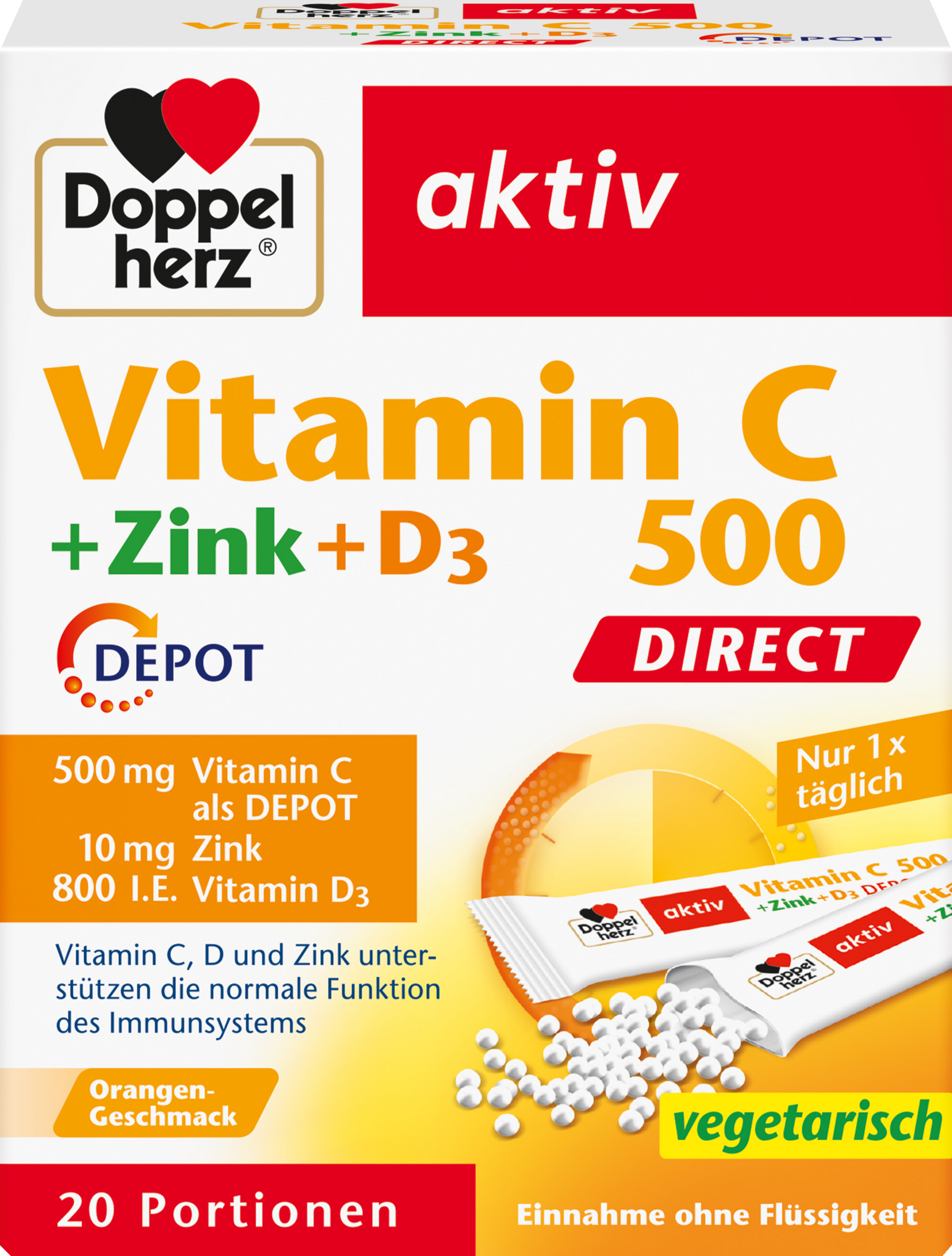 Doppelherz active Vitamin C 500 Direct + Zinc + D3