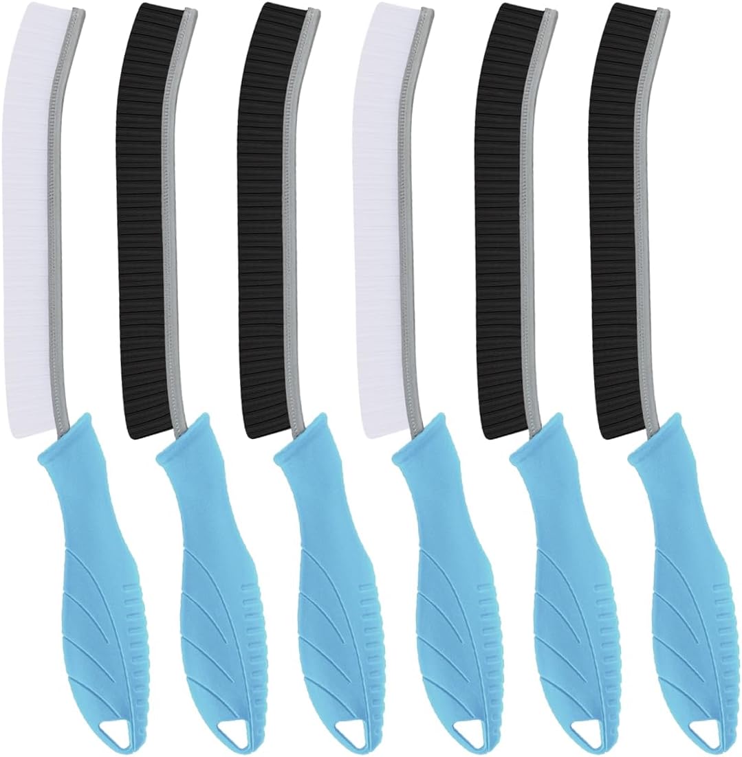 TQRR Hard Bristle Grout Cleaning BrushThin Grout Cleaning Brush, Small Cleaning Brush, Kitchen Brush, Cleaning Tool for Toilet, Bathroom, Home, Bathtub, Sink (6, Light Blue)