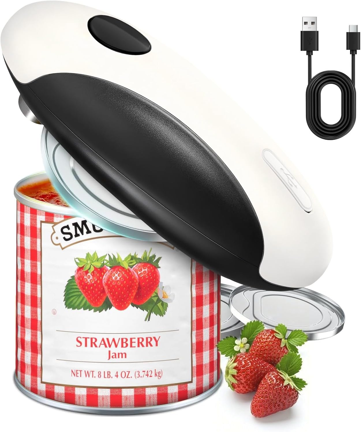 MERTTURM Electric Can Opener, USB Rechargeable, One-Handed Automatic Side Cutter, Non-Contact & Safe Smooth Edge Opening, Kitchen Aid for Seniors and Arthritics