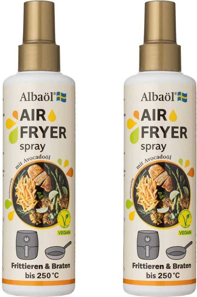 Lohkamp & Schmilewski GmbH & Co. KG Albaöl Air Fryer Spray 2 x 190 ml – Oil spray with avocado oil for low-fat frying, deep-frying & grilling – low in calories & ideal for air fryers 380 ml