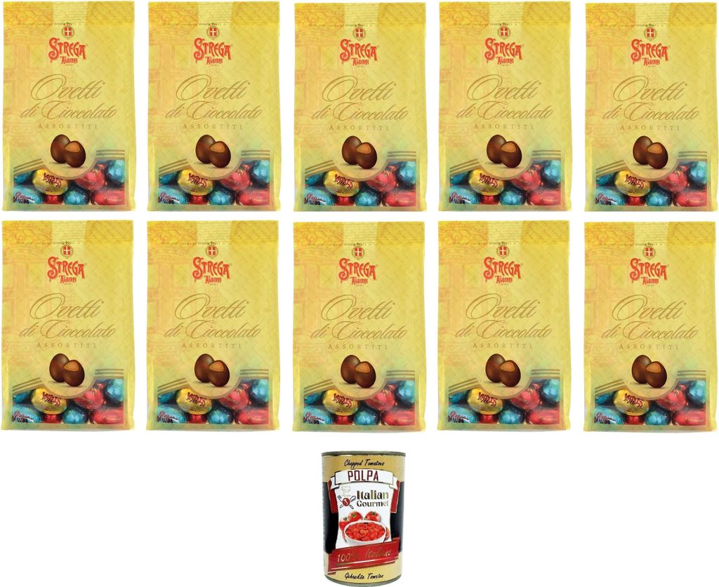 Italian Gourmet E.R. Alberti Strega Assorted Chocolate Eggs Various Chocolates 10x200g + Italian Gourmet Pulp 400g