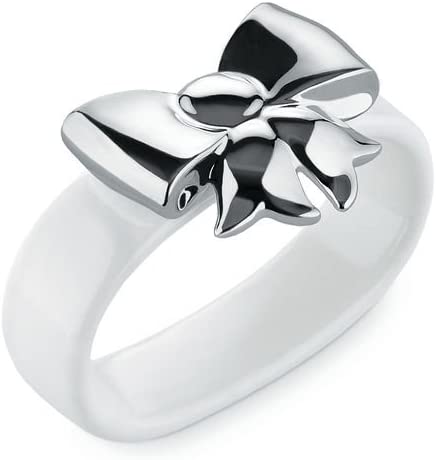 \'Alessi \"Dressed For Christmas Set of Two Porcelain Napkin Rings with MW47S2 Design. Stone, White, 6.50 x 5.30 x 15 cm