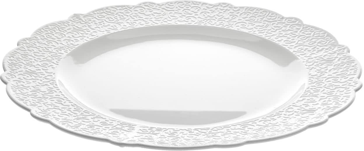 Alessi Dressed Porcelain Serving Plate with Relief Decoration, White