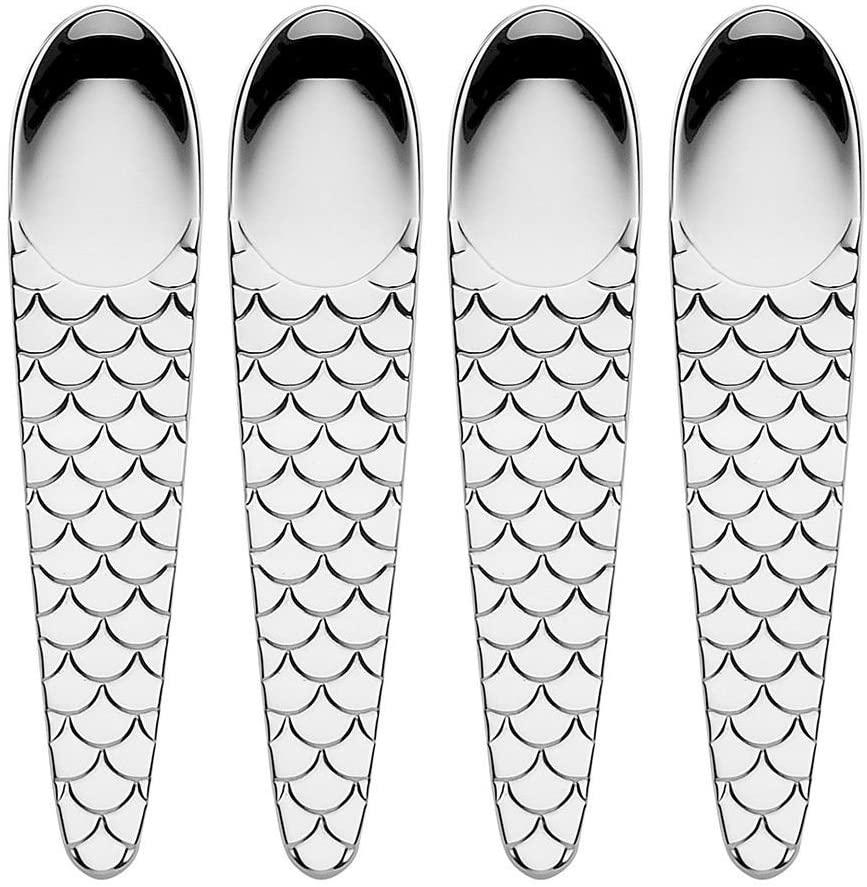 Alessi FM23/41S4 Colombina Fish Set of 4 Caviar Spoon – 18/10 POLISHED STAINLESS STEEL.