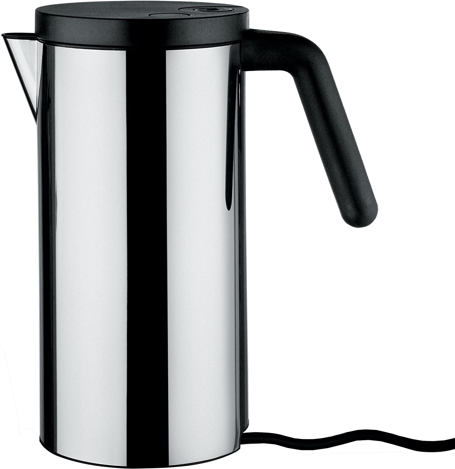 \'Alessi \"Hot It Electric Kettle Made of Stainless Steel/Black Lid in Thermoplastic Resin, 1.4 Litre