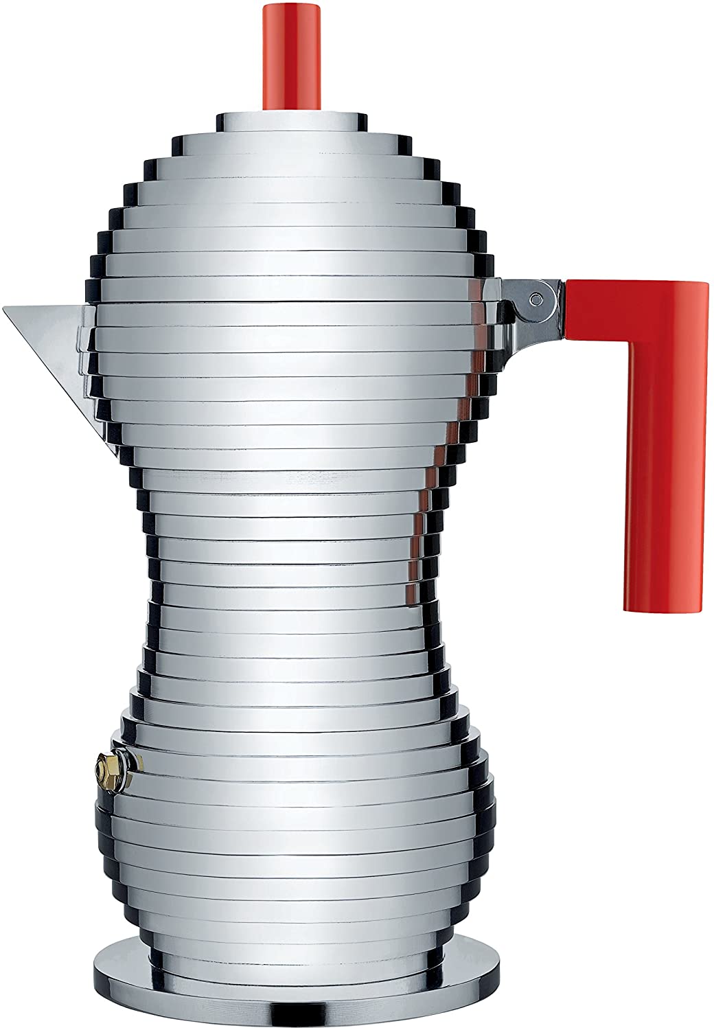 Alessi MDL02 6 R/Handle/Knob Espresso Coffee Maker Cast, Aluminium Design Red