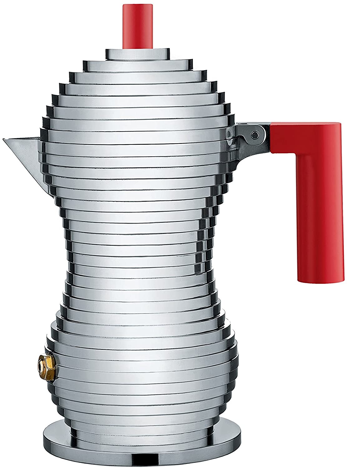 Alessi MDL02/R 1 Handle/Knob Espresso Coffee Maker Cast, Aluminium Design Red