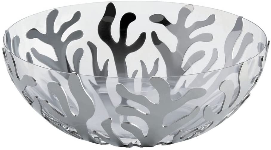 Alessi Mediterraneo Fruit Holder in 18/10 Stainless Steel Mirror Polished and Bowl in Thermoplastic ResinSilver