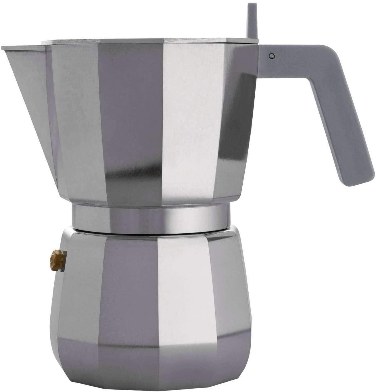 Alessi DC06/6 Aluminium Espresso Maker, Silver/Black