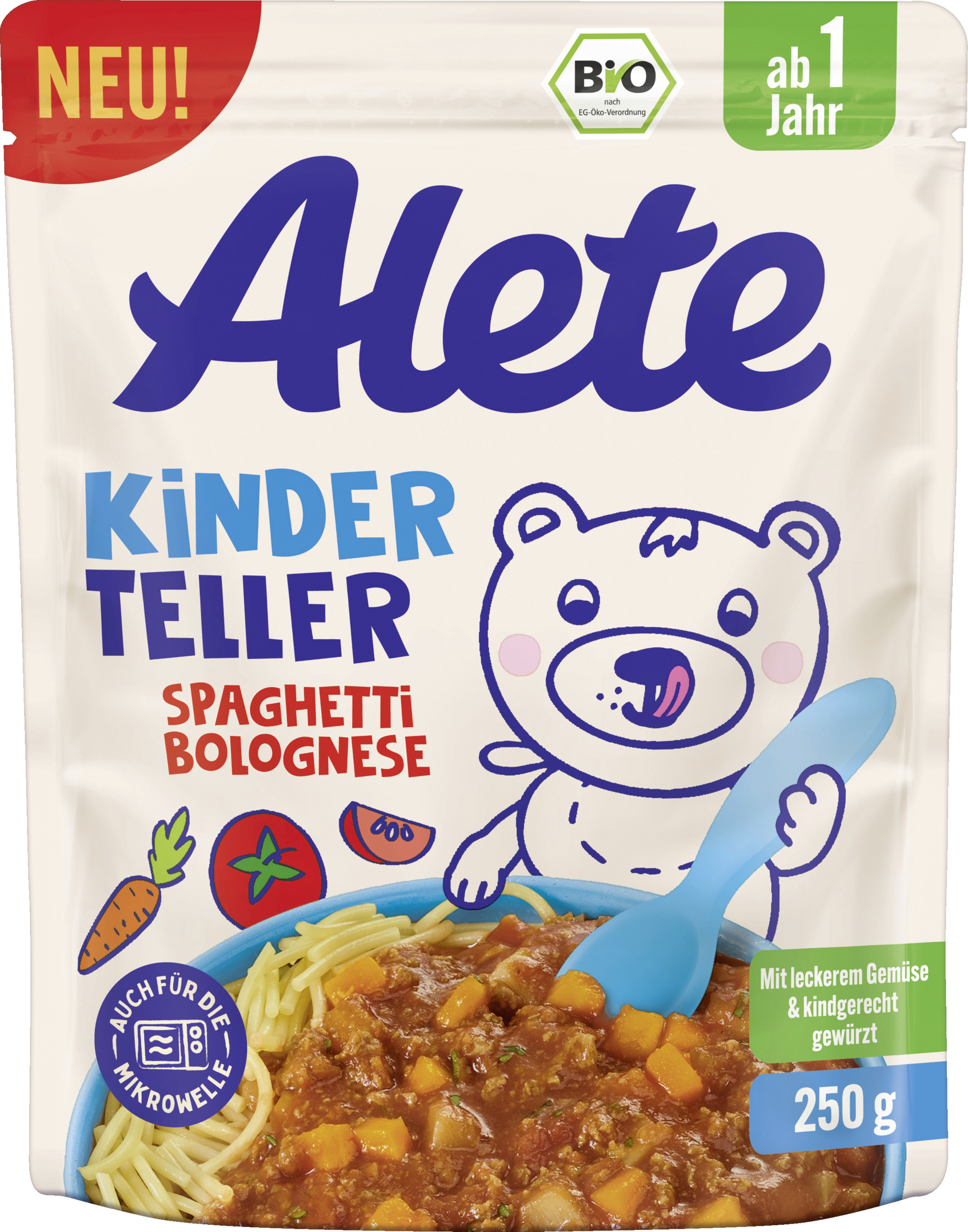 Alete bewusst Alete consciously organic children's plate spaghetti bolognese 250g