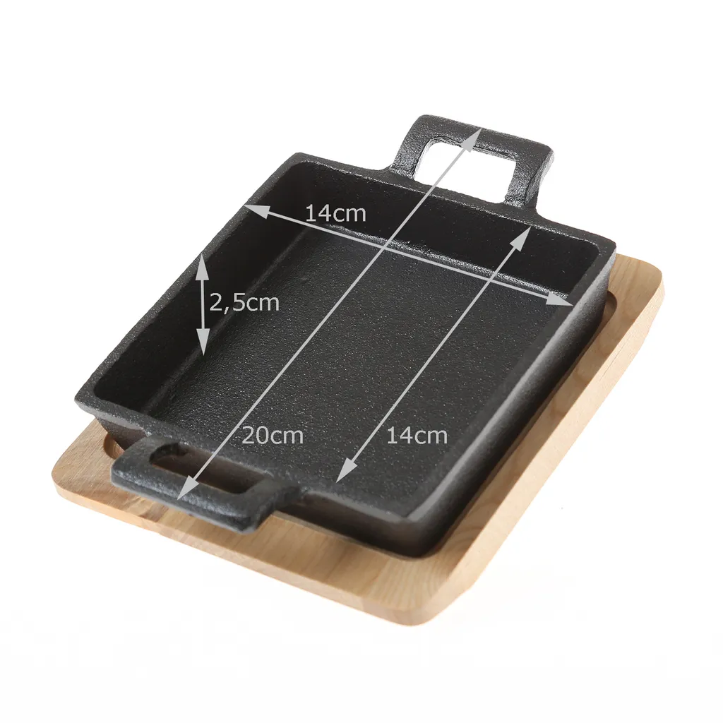 AllGrill ALLGRILL Cast Iron Mini Pan with Handle and Trivet, Square, Black, 14x14cm