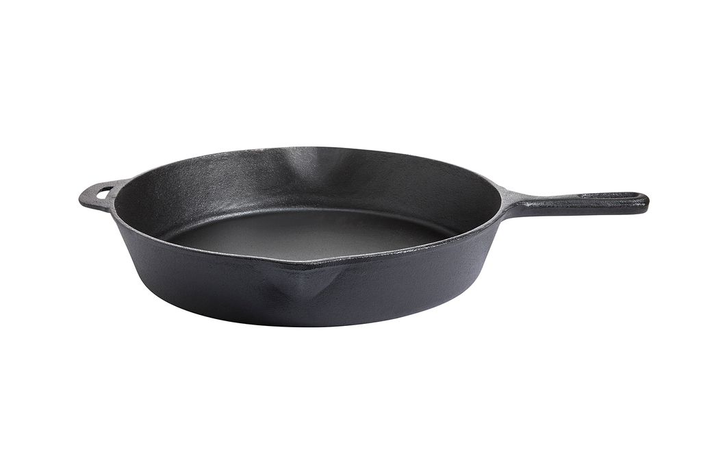 AllGrill cast iron frying pan, extra large with short handle, round, black, 39 cm diameter, 6.5 cm height, 2.5 l volume