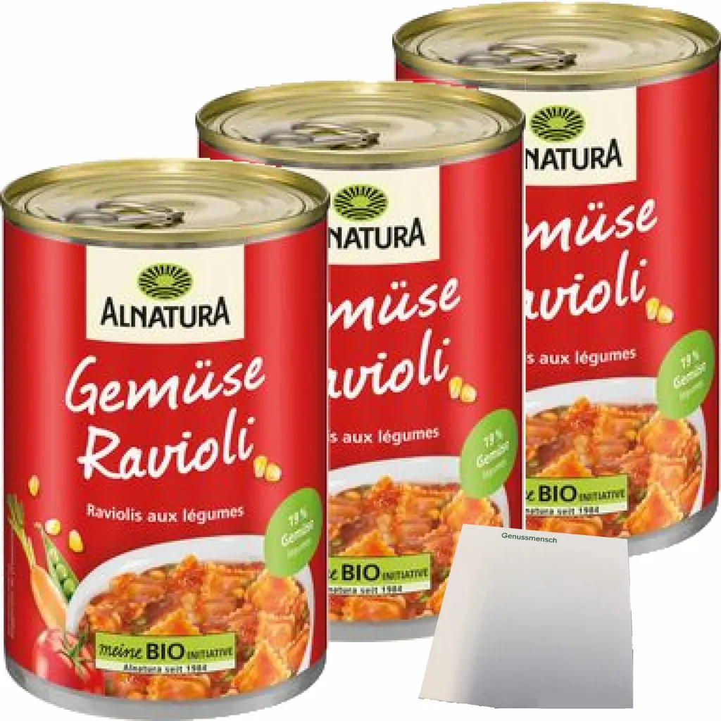 Alnatura Vegetable Ravioli 3-pack (3 x 400g cans) + usy Block 1212g