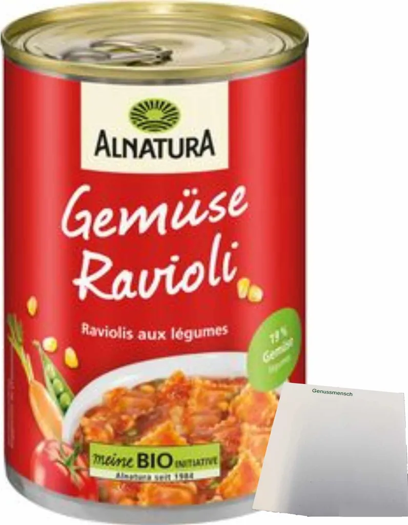Alnatura vegetable ravioli (400g can) + usy block 412g