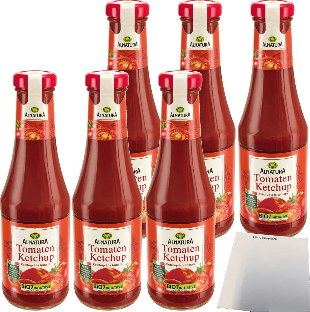 Alnatura Tomato Ketchup fruity-aromatic vegan 6-pack (6x500ml bottle) + usy block