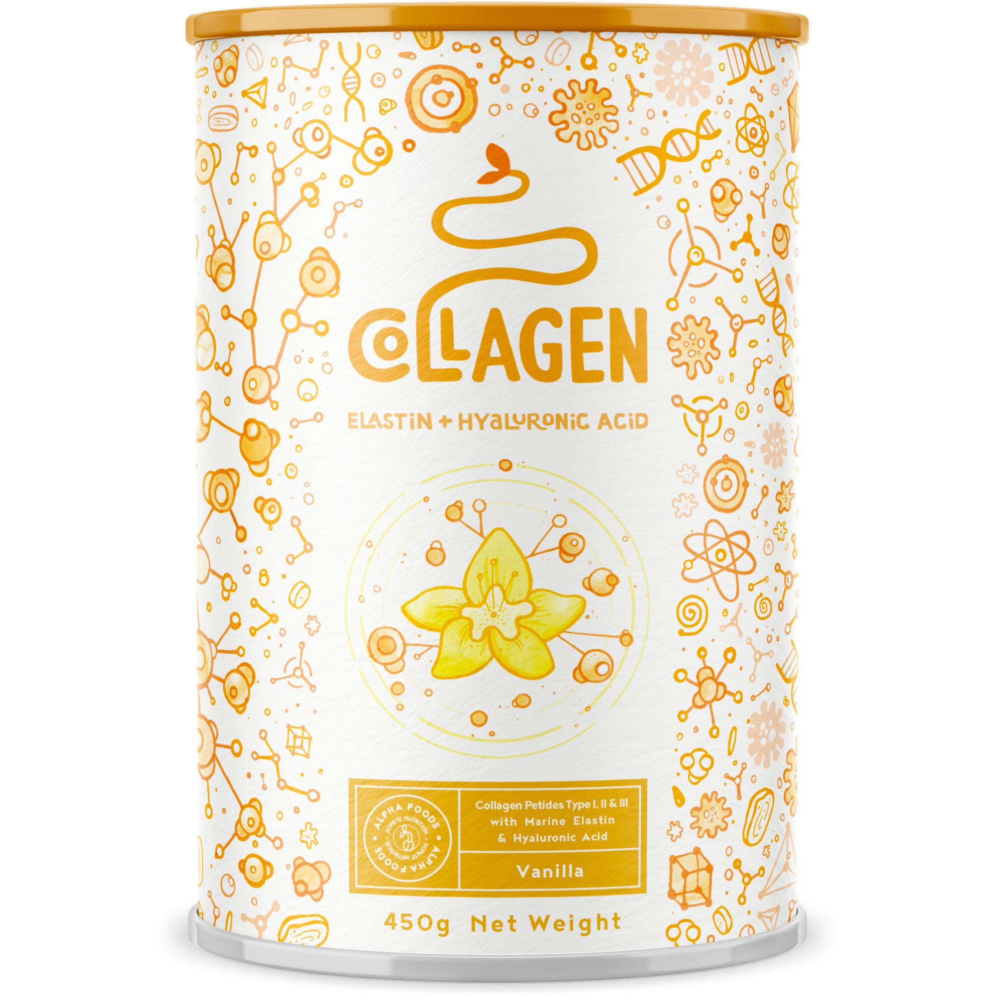 ALPHA FOODS Collagen Elastin + Hyaluronic Acid Vanilla 450 g