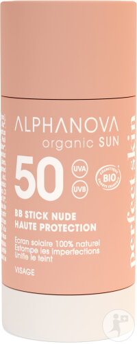 Alphanova Organic Sun BB Stick Nude Skin Perfect SPF50 Gezicht Bio 12g
