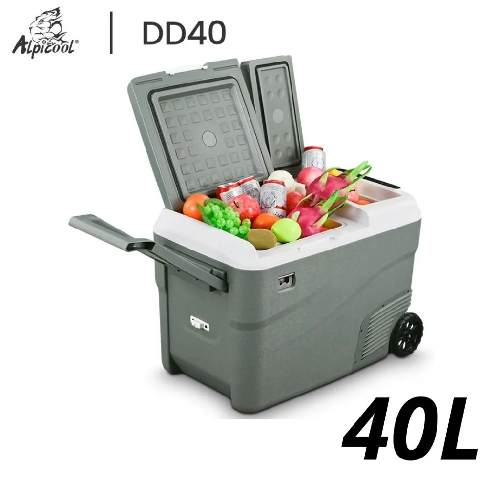 Alpicool DD40 40L Compressor Car Refrigerator with Dual Zone – 12/24V & 230V Portable Cooler with Freezer Function, Wheels & LED