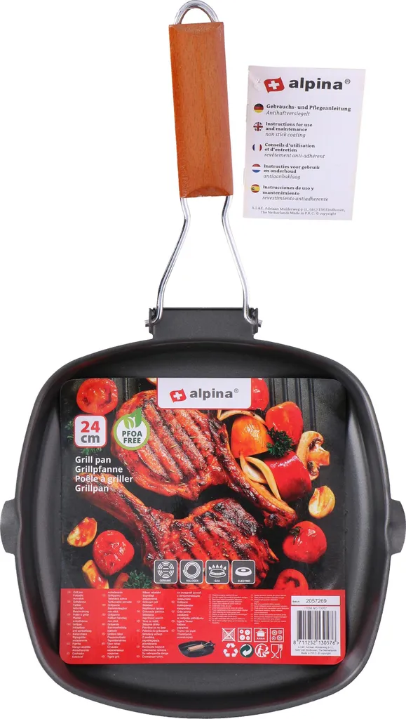 Alpina Folding Grill Pan - Non-stick Coating - 24x24cm