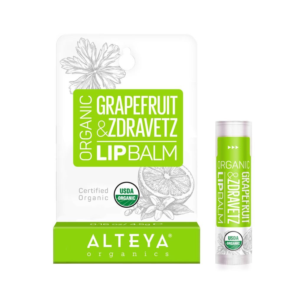 Alteya Organics Lip Balm with Grapefruit and Geranium, 5 mg