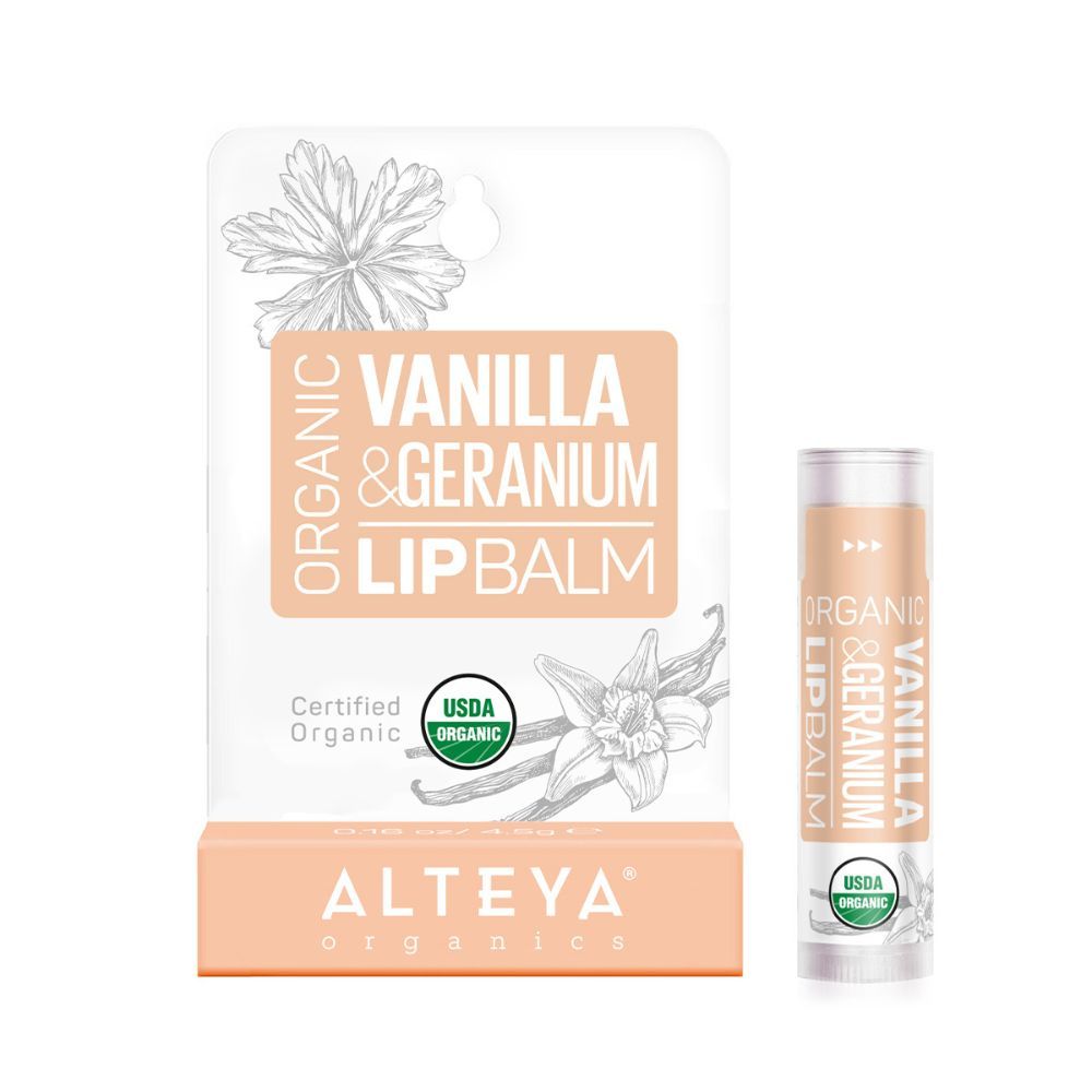 Alteya Organics Lip Balm with Vanilla and Nutmeg, 5 mg