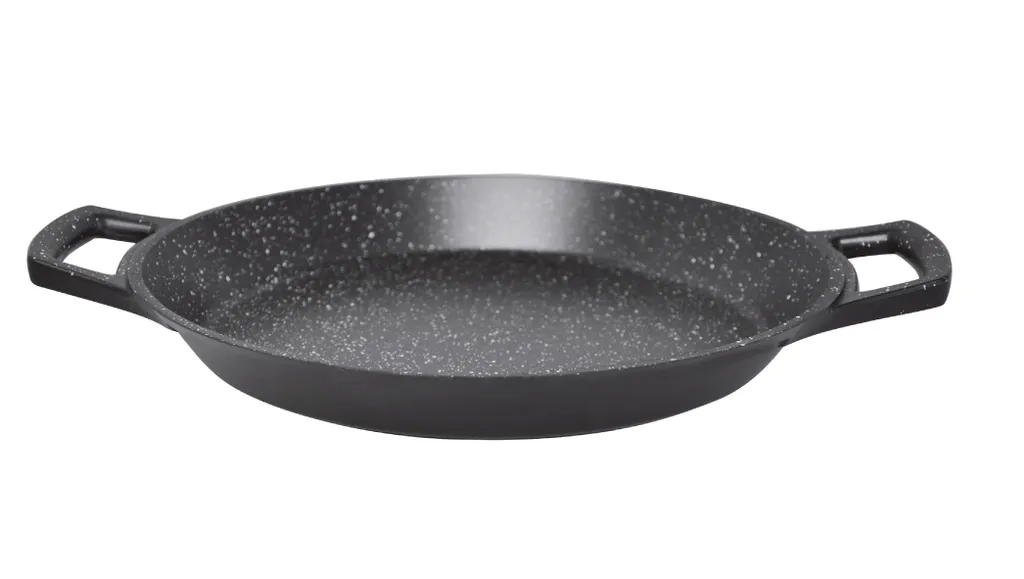 Cheffinger Cast aluminum paella pan, Ø40, induction-compatible frying pan, grill pan with two gloves