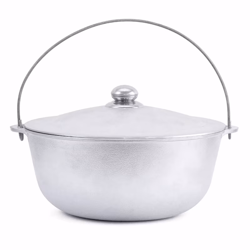 Aluminum Kazan Kettle 8 L Cast Aluminum Kazan with Handle and Lid Asian Pot Tatarskij Stew Pot